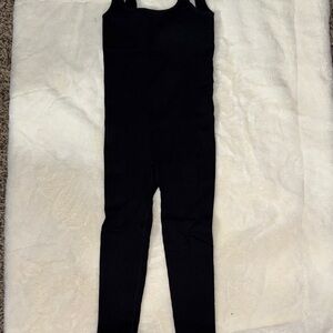 Source Unknown Black Ribbed Tank Jumpsuit